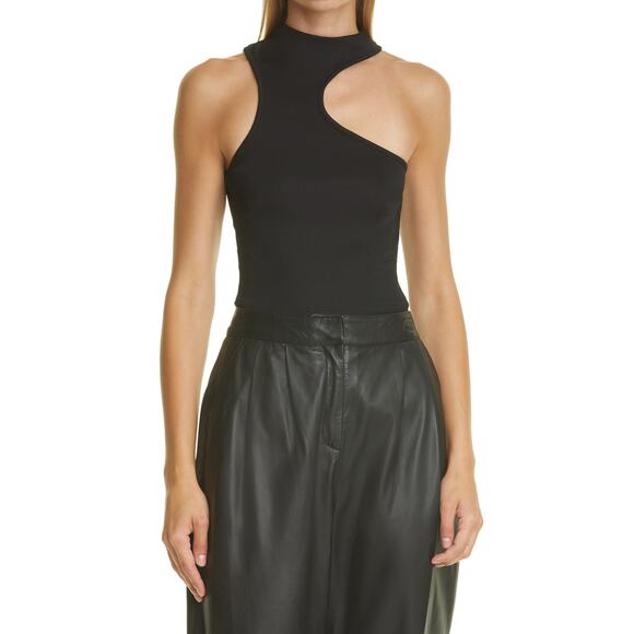 Anine Bing Lesly Cutout Ribbed Tank Top - L Black - Picture 1 of 5